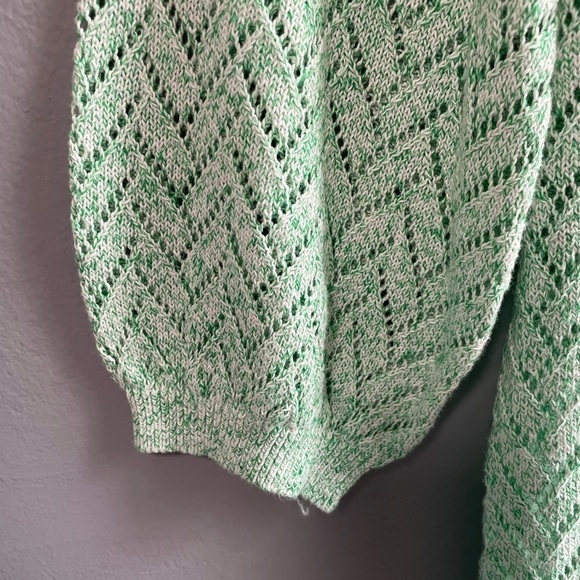 NWOT Talbots Cotton Linen Pointelle Sweater Marled Pastel Green. Size X - Picture 5 of 8